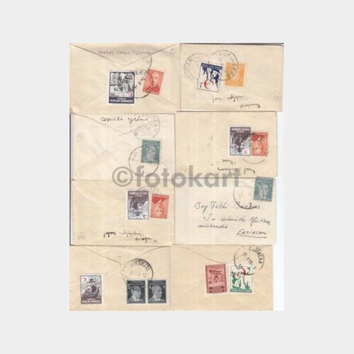 1952 Yardım Pullu Tebrik Zarfları (29 Adet) - Görsel 3