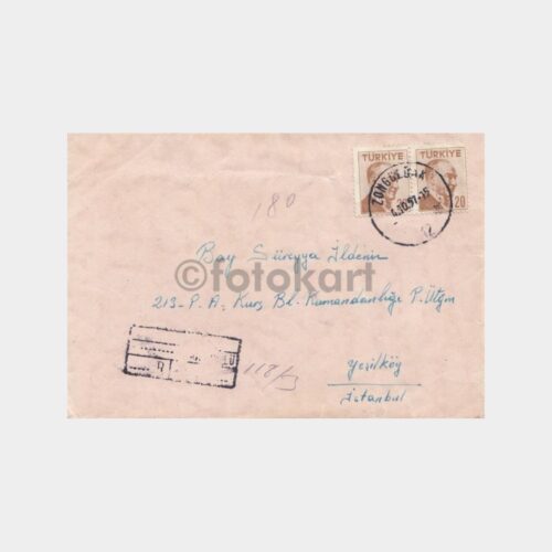 1957 Zonguldak Damgalı Yeşilköy Varışlı Zarf