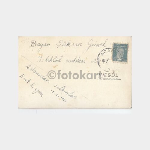 1952 Adana Park Damgalı -İnegöl Adresli- Kartpostal - Görsel 2