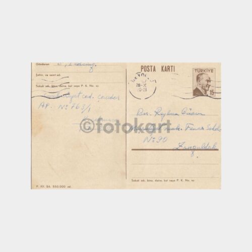 1956 Ata 15 Kr Baskılı Posta Kartı-Antiye