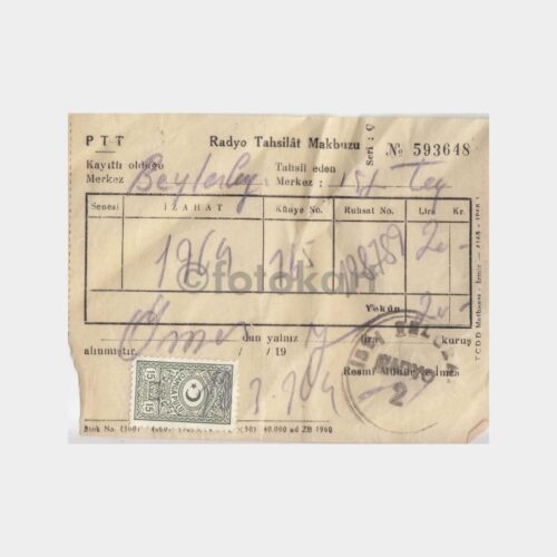 1965 Beylerbeyi Radyo Tahsilat Makbuzu
