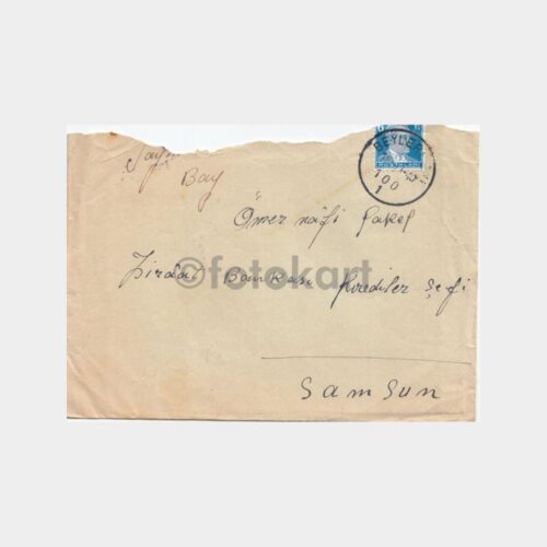 1940 PTT Samsun Beylerbeyi Posta Damgalı Mektup