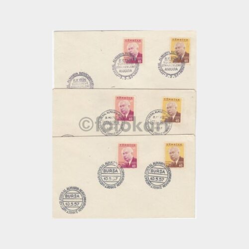 1957 Alman Cumhurbaşkanı Bursa Ziyareti FDC Takım (3 Adet)