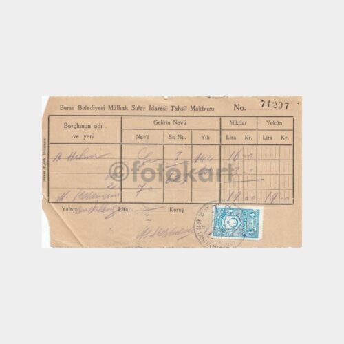 1944 Bursa Belediyesi Vergi Makbuzu