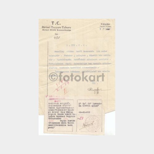 1929 Eskişehir Birinci Tayyare Taburu Yazısı
