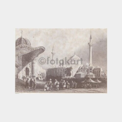 Gravür Baskı Beyazıt Cami Serasker Kapısı Tebrik Kartı