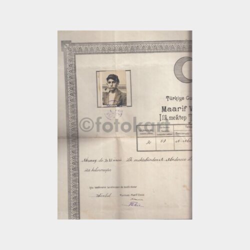1930 İstanbul Aksaray 23. Mektep Öğrenci Tasdiknamesi