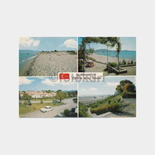 1975 Burhaniye Ören Plaj Arkent Damgalı Kartpostal