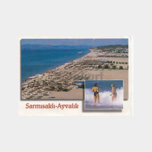 2002 Ayvalık Sarımsaklı Plaj Posta Damgalı Kartpostal