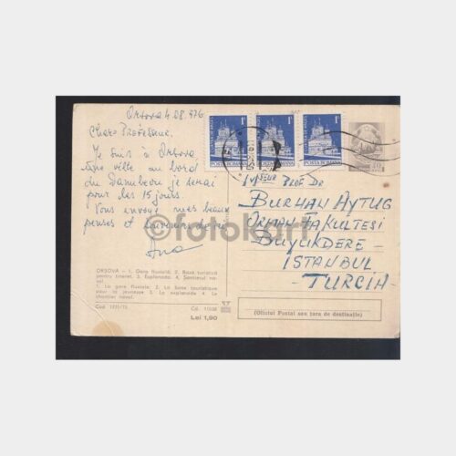 1976 Romanya - Orman Fak. Prof. Burhan Aytuğ Kartpostal - Görsel 2