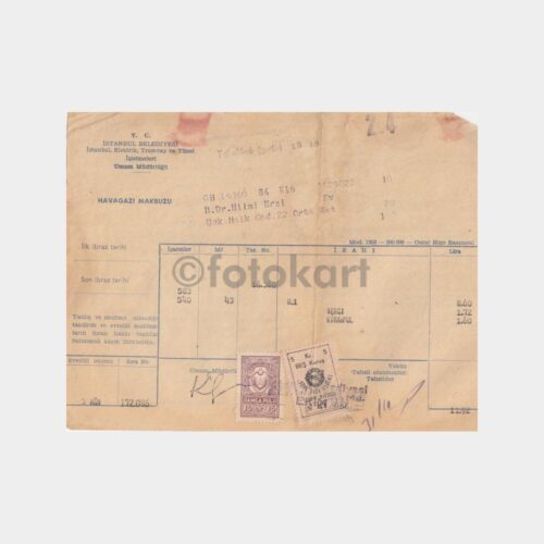 1959 Üsküdar Havagazı Sarf Faturası