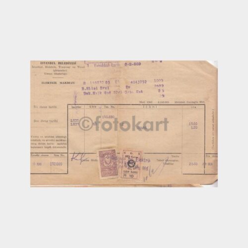 1959 Üsküdar Elektrik Sarf Faturası