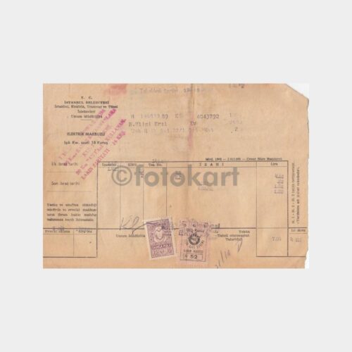 1959 Üsküdar Elektrik Sarf Faturası