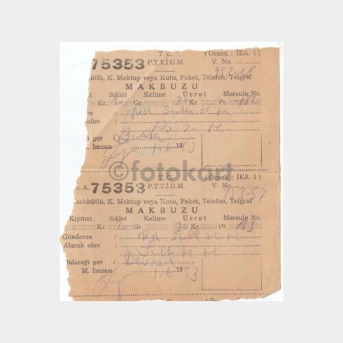 1953 Üsküdar Posta Damgalı Makbuz - Görsel 2