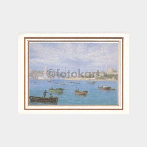 Ressam Hüseyin Cahit Derman - Üsküdar Görünüş Tebrik Kartı