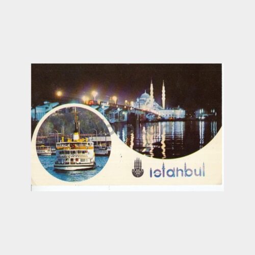 1980 İstanbul Vapur Galata Köprüsü Gece Görünüşü Kartpostal