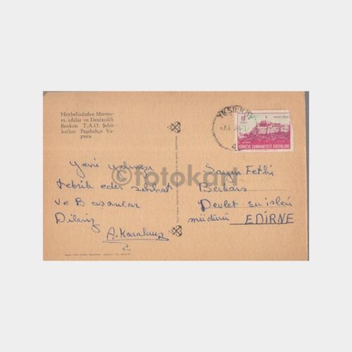 1964 Kaşıkadası Heybeliden Görünüşü -Yeşilköy Damgalı- Kartpostal - Görsel 2