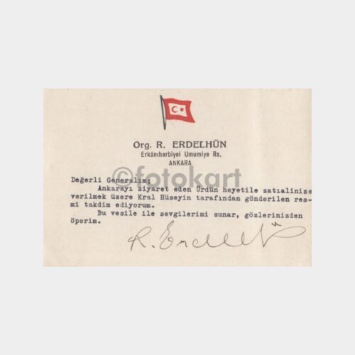 1958 Orgeneral Rüştü Erdelhun -10. Genelkurmay Bşk- İmzalı Kartı