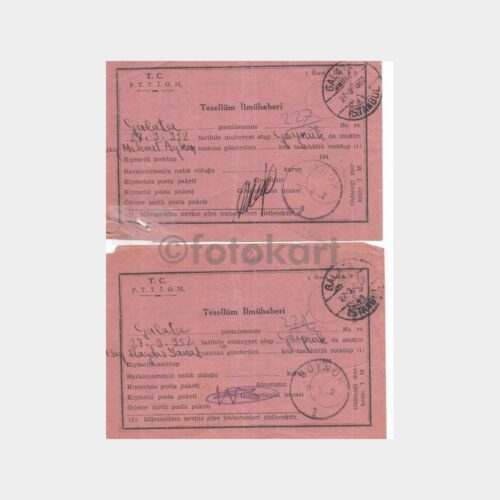 1948 Güven Sigorta PTT Tesellüm İlmühaberi (3 Adet Göynük Damgalı)