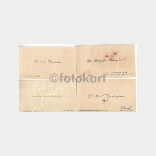 1940 Yarangümeli Tekstil Konulu -Sultanhamam Elazığ Laleli- 4 Adet Kartvizit