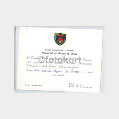 1975 Deniz Kuvvetleri Komutanı Oramiral Hilmi Fırat Davetiye