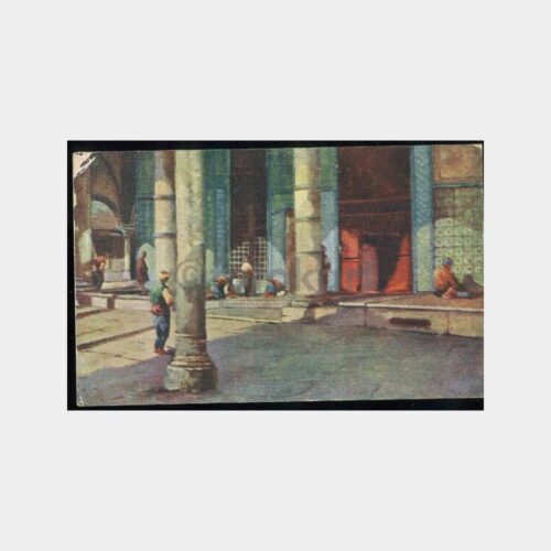 1910 Cami Girişi Namaz Kılan Müslüman - Tablo Kart