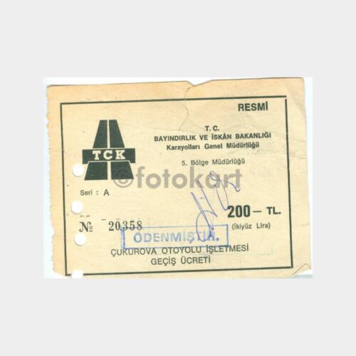 1970 Çukurova Otoyol Bileti