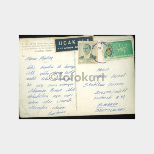1963 Boğaziçi Dolmabahçe Görünüş Kartpostal - Görsel 2