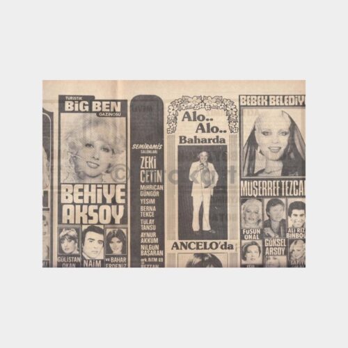 1978 Hürriyet Gazetesi Gazinolar Sayfası