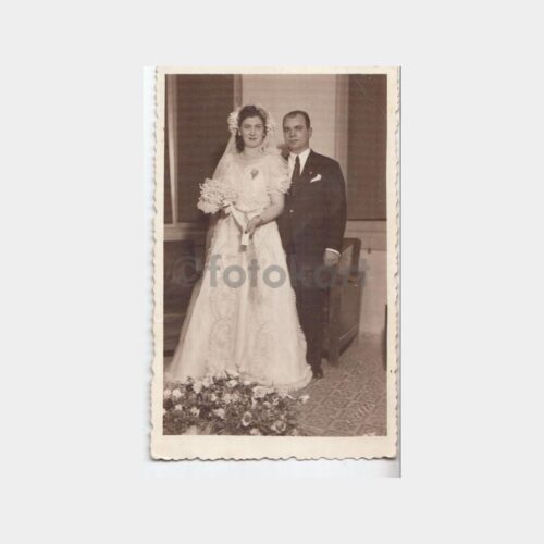 1947 İzmir Hamza Rüstem - Ali Balım Stüdyo Gelin Damat Fotoğraf