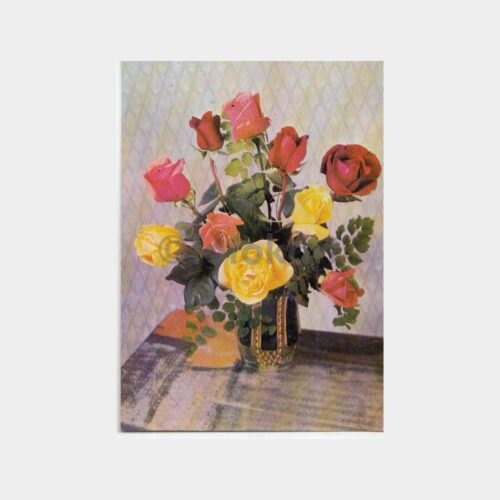 1975 Gül Çiçek Vazosu Konulu Kartpostal