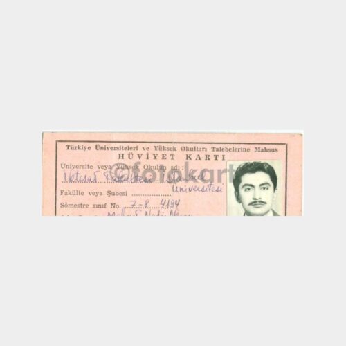 1961 İstanbul Üniversitesi İktisat Fakültesi Hüviyet Kartı