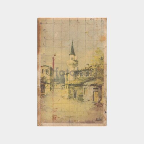 1928 Kasımpaşa Çizim Kartpostal (İtalya Baskısı-Haliyle)