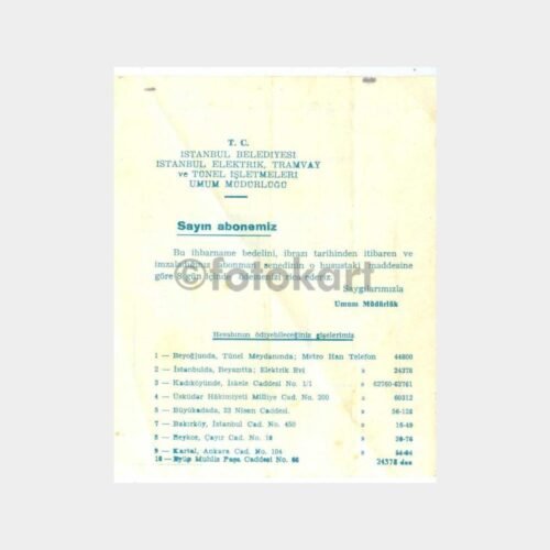 1953 Kasımpaşa Elektrik İhbarnamesi - Görsel 2