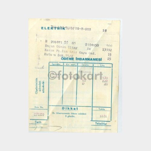 1953 Kasımpaşa Elektrik İhbarnamesi