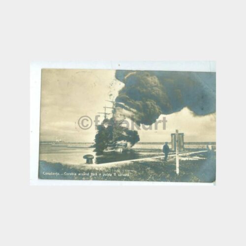 1925 Köstence Yatı Yanarken Konulu Kartpostal