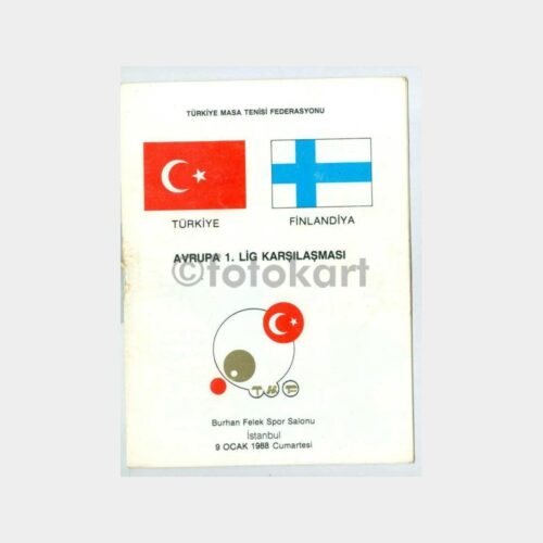 1986 Türkiye-Finlandiya Masa Tenisi Maç Programı