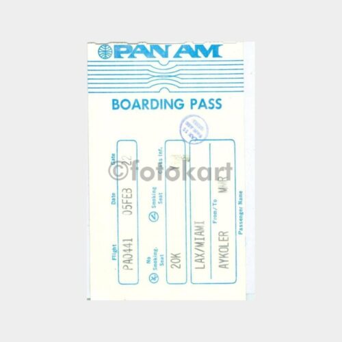 Panam Havayolları Uçak Biniş Kartı