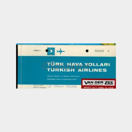 1971 Türk Hava Yolları -Pekcan Koşar- Uçak Bilet