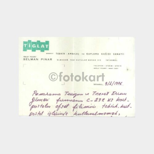 1976 Tilgat Matbaası Antetli Kağıt Yazı