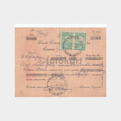 1955 Adapazarı Demiryolları İşletme Makbuzu