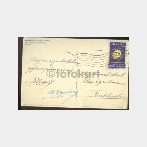 1959 Kırklareli Başöğretmen Akşit Adresli -Belkıs- Kart - Görsel 2