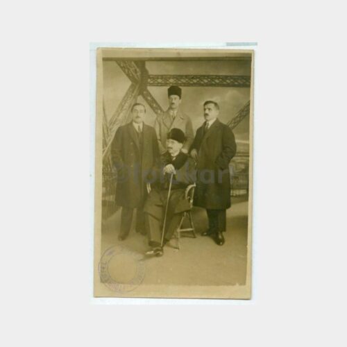 1925 Türk Baylar Eyfel Kulesi'nde - Eski Türkçe Yazı Fotoğraf
