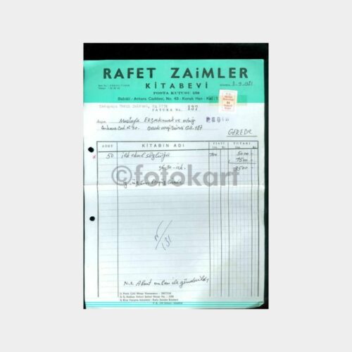 Rafet Zaimler Matbuat Faturası