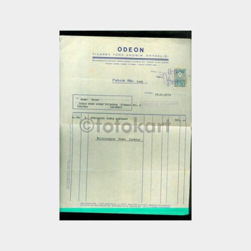 1954 Odeon-Köhler Dikiş Makinesi Faturası
