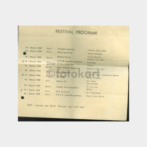 1958 İstanbul Festival Programı