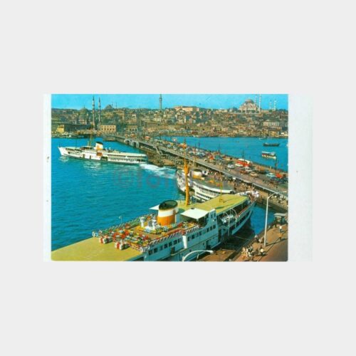 1970 Galata Köprüsü Vapurlar Görünüş Kartpostal