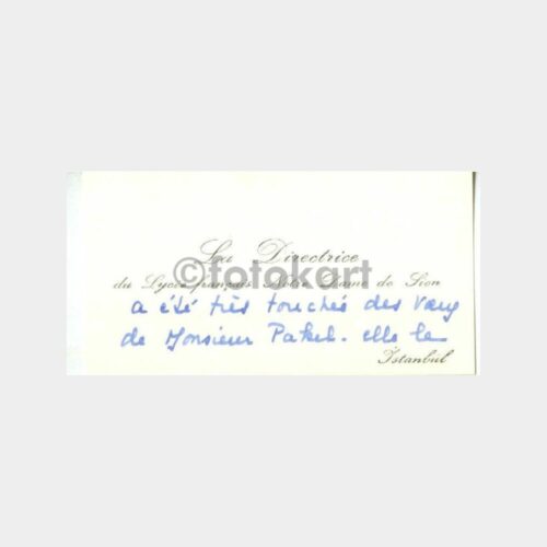 1950 İstanbul Notre Dame De Sion Lisesi Kartvizit