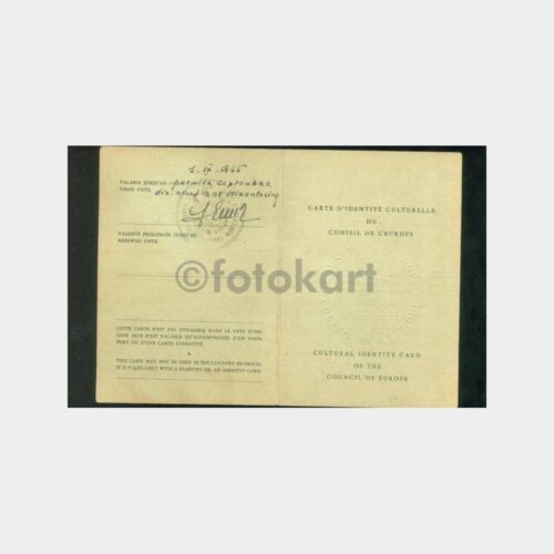 1965 Avrupa Konseyi Kültür Kom Kimlik Kartı - Görsel 2