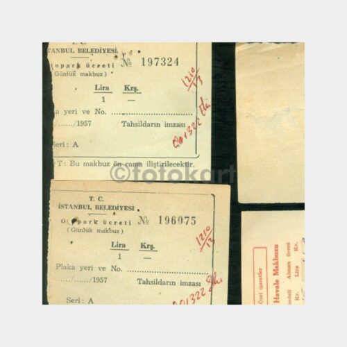 1957 İstanbul Belediyesi Otopark Makbuzu (3 Adet)